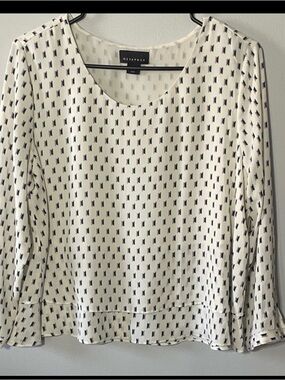 Metaphor Cream Blouse with Black Geometric Print